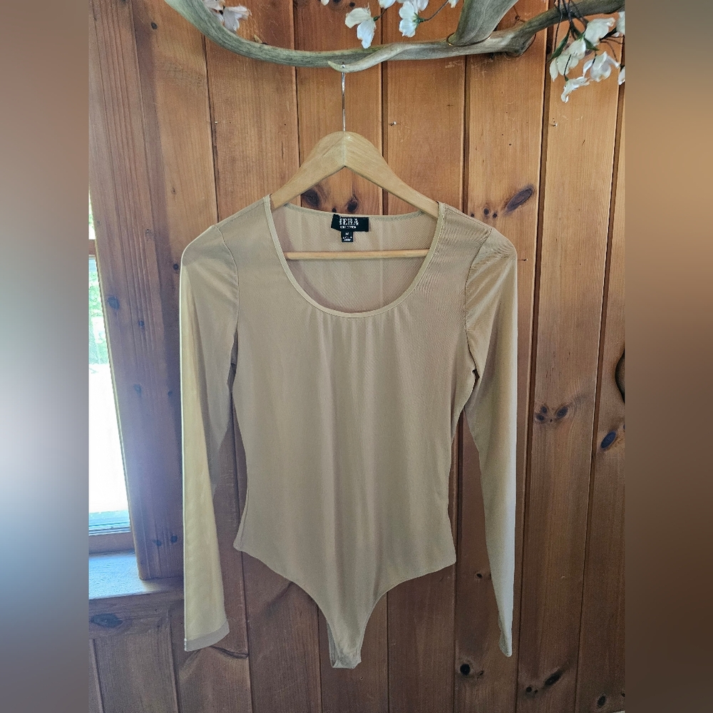 Hera Collection Beige Long Sleeve Bodysuit
